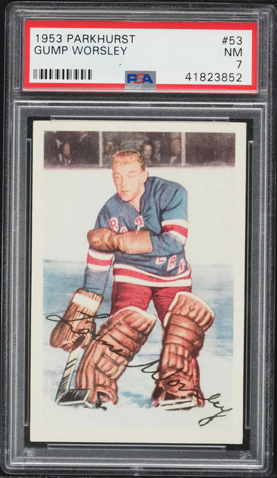 1953 Parkhurst Gump Worsley ROOKIE #53 PSA 7 NRMT (PWCC-A)