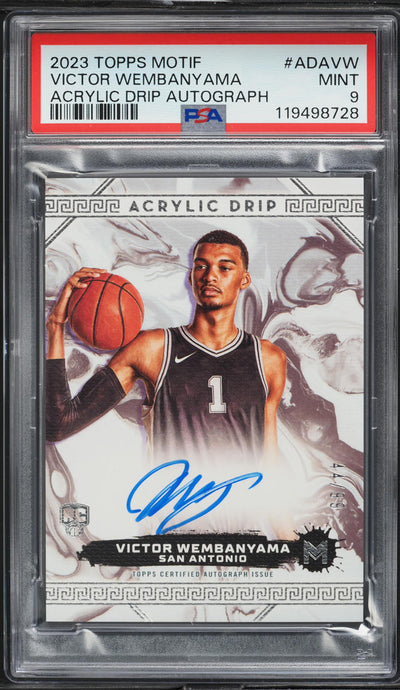 2023 Topps Motif Acrylic Drip Victor Wembanyama ROOKIE AUTO /99 #ADAVW PSA 9